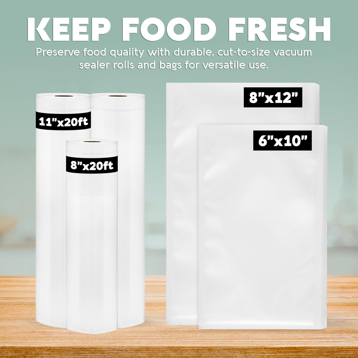 Avid Armor 30-quart vacuum bags store bulk meats and produce securely.
