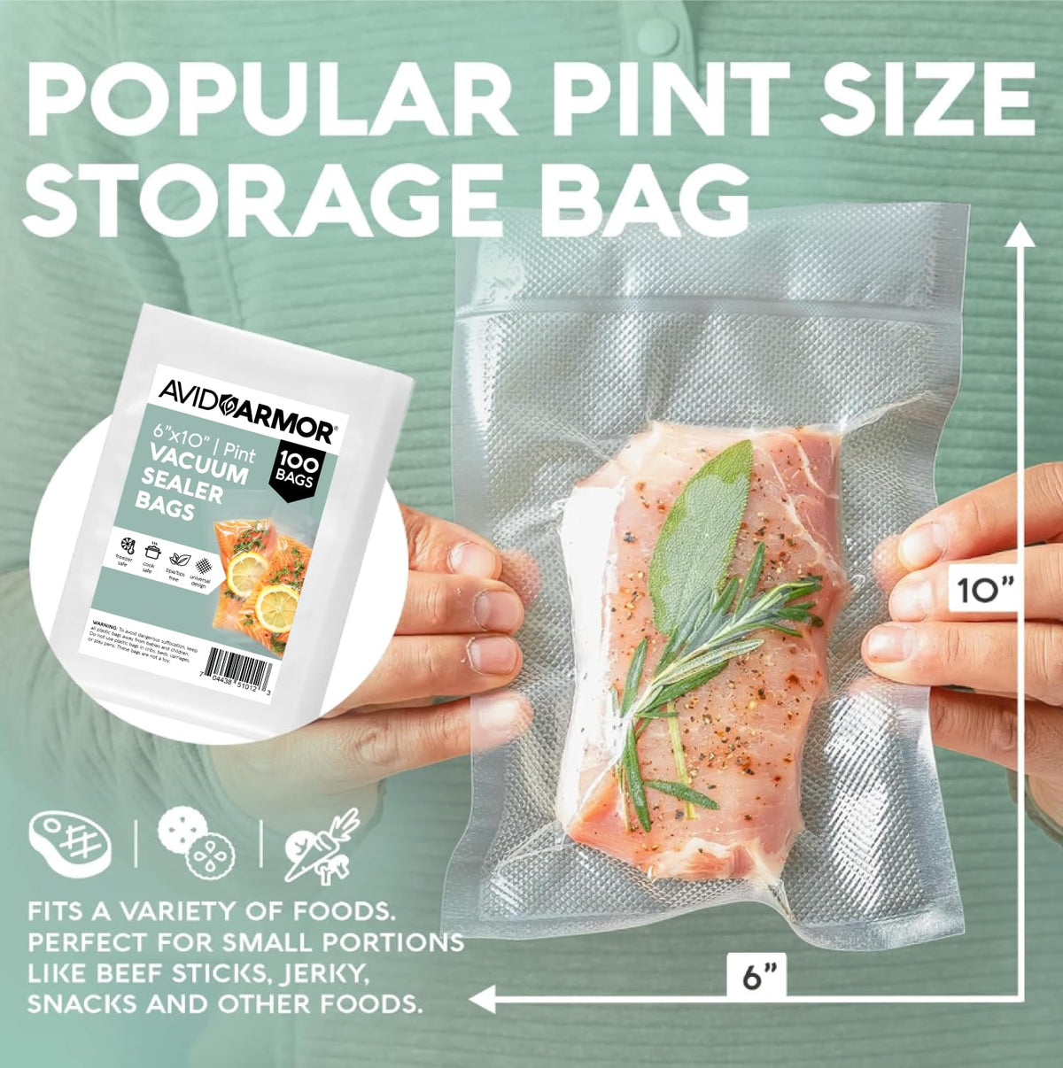 Avid Armor freezer-safe bags protect ingredients during freezing and sous vide cooking