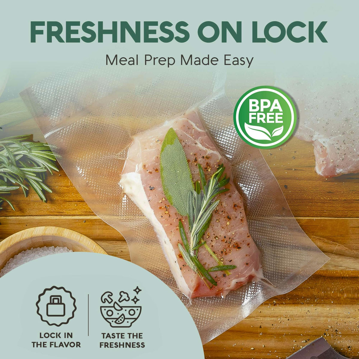 Avid Armor gallon-pack bags store bulk portions securely for meal prep.