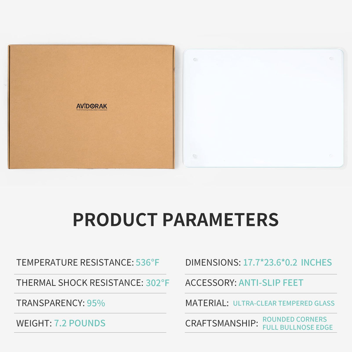 AVIDORAK countertop-protection board helps preserve surfaces during chopping.