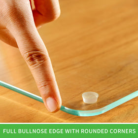 AVIDORAK ultra-clear glass cutting board with 95% transparency for easy prep visibility.