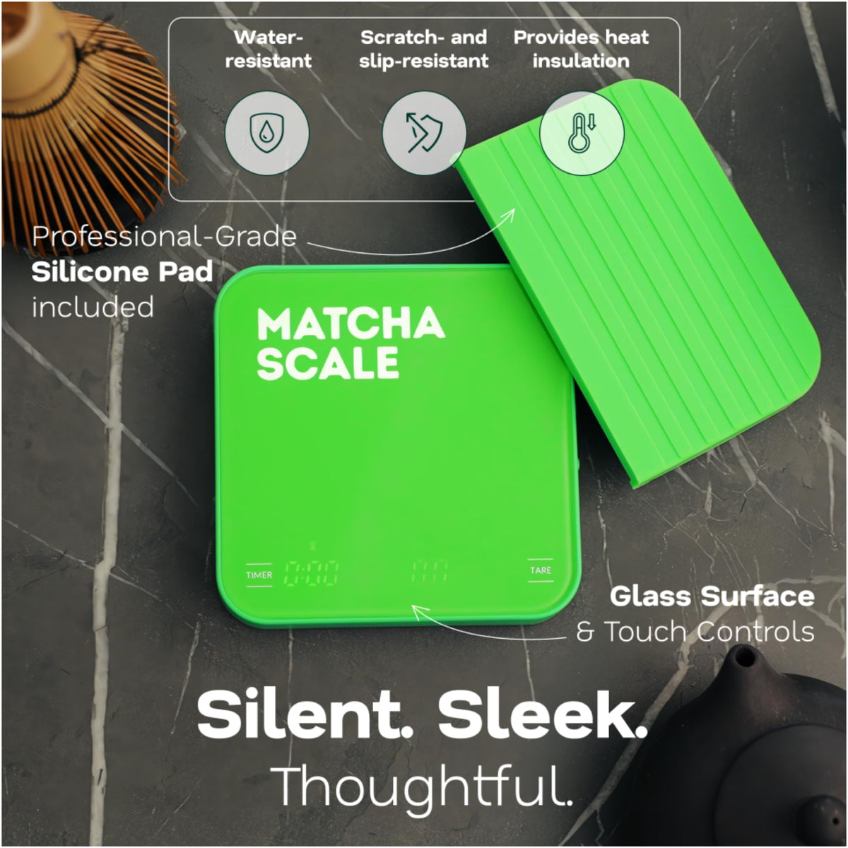 Aviora Matcha Scale LED display showing clear, precise readings.