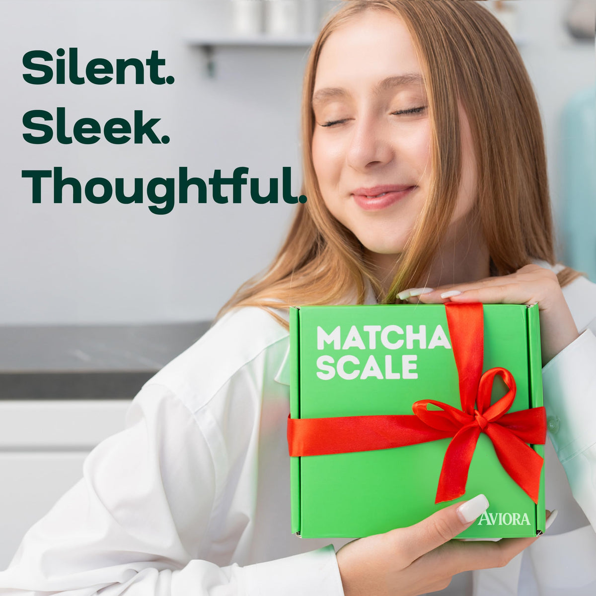Aviora Matcha Scale silent mode for quiet mornings.
