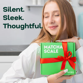Aviora Matcha Scale silent mode for quiet mornings.