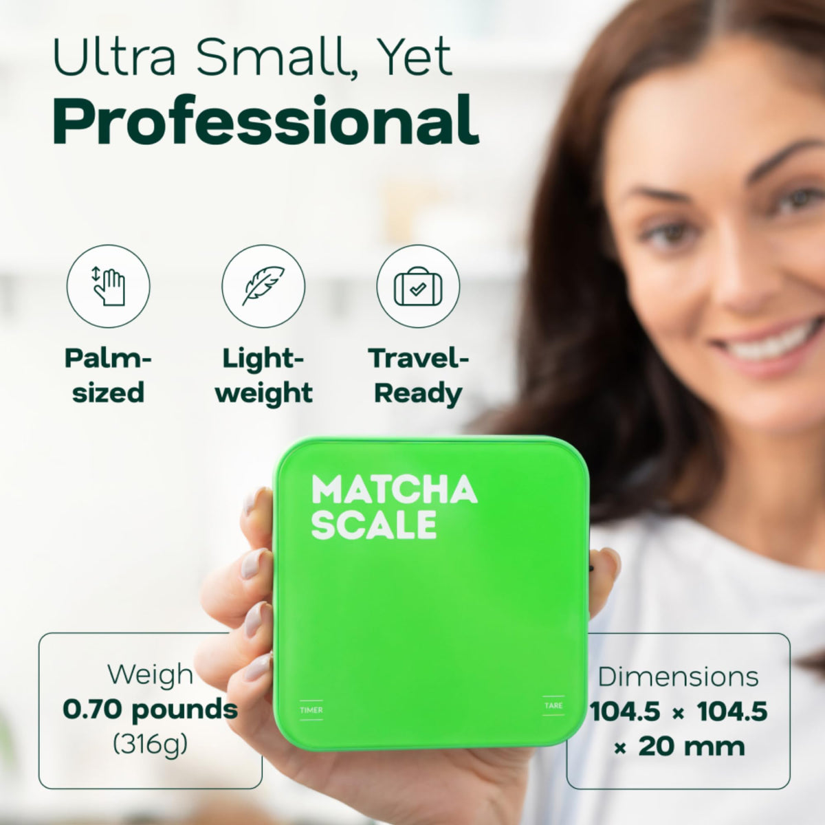Aviora Matcha Scale touch controls for quick, mess-free operation.