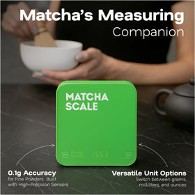 Aviora Matcha Scale USB-C recharge enabling long battery life.