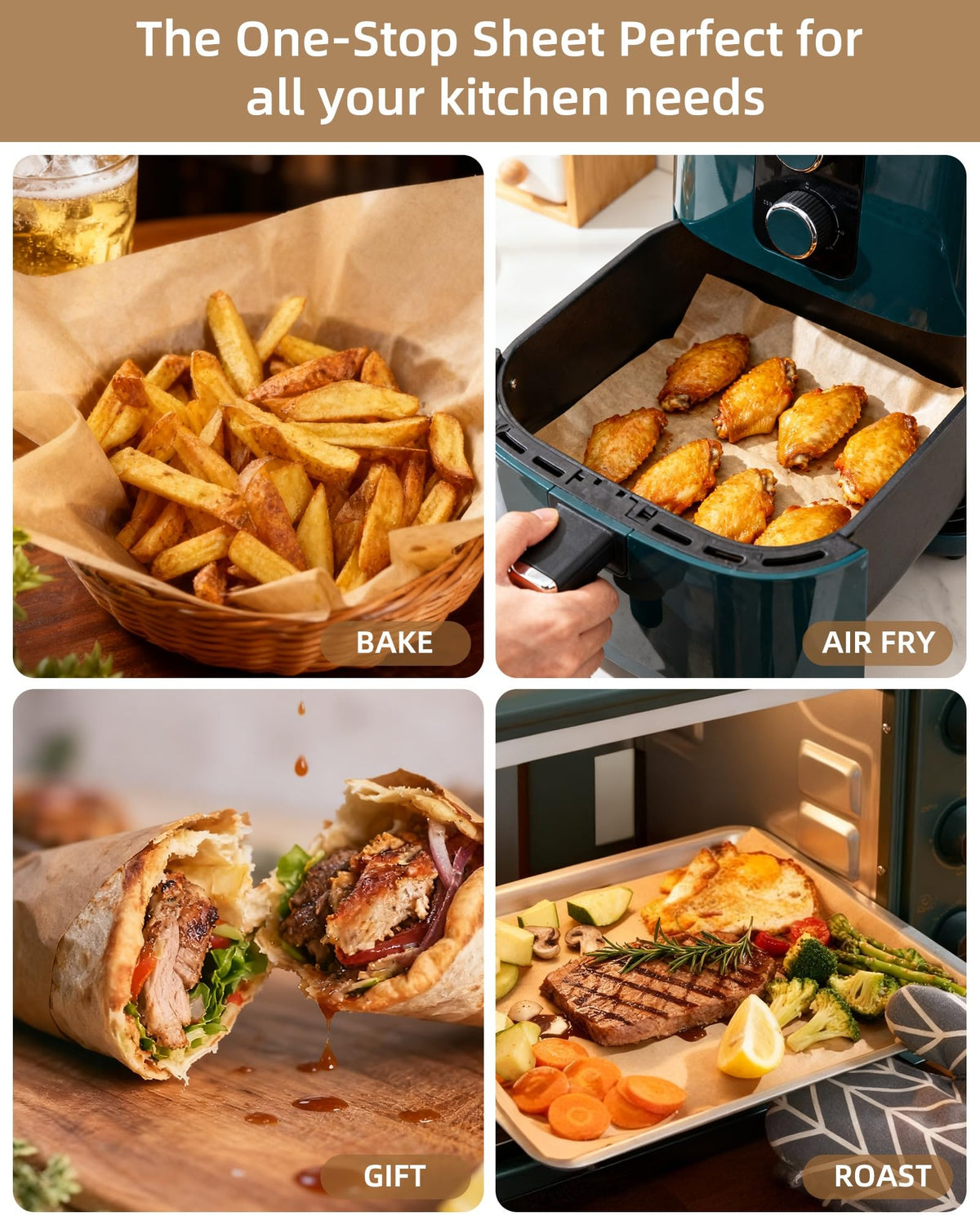 Avirho parchment sheets are easy to use, simply pull, place, bake, discard.
