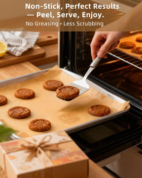 Avirho versatile baking paper works as liners for cookies, bread, pizza, and more.