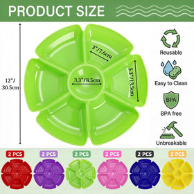 AVLA pink 7-compartment tray for mixed snacks and fruit display.