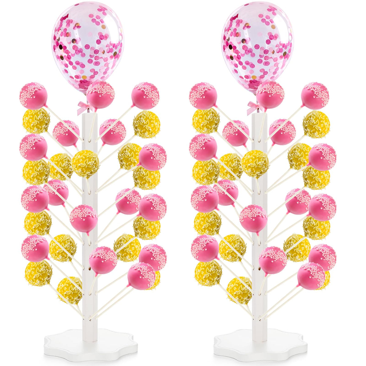 AVLA 2-pack wood cake pop stand with 49 holes for vibrant candy displays.