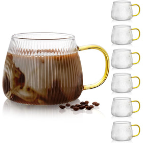 AVLA six-pack glass coffee mugs with handle for everyday use