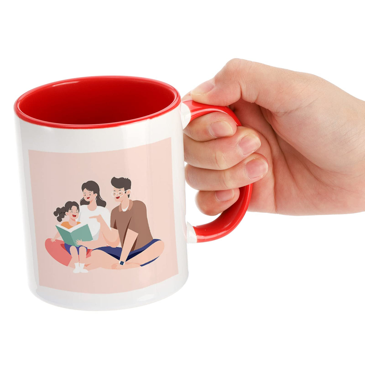 AVLA 12 oz mug with a large comfortable handle.
