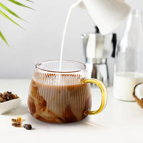 AVLA clear glass tea cup with handle for elegant sipping