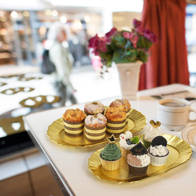 AVLA dessert table platter elevates cupcakes and cookies.