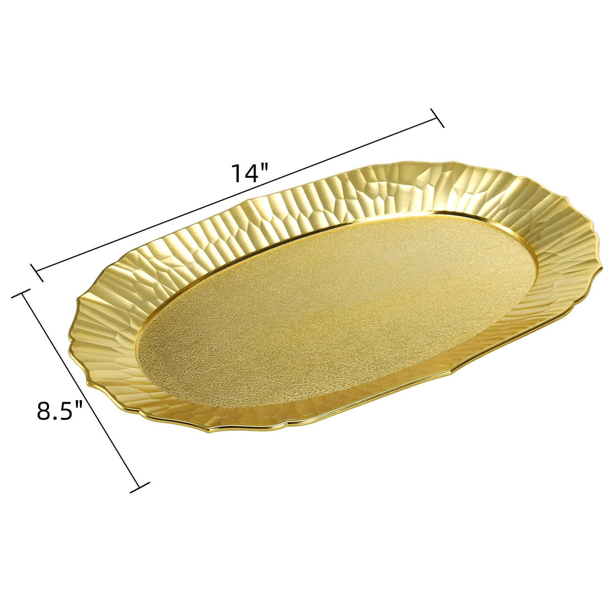 AVLA gold platter wave rim detail for stylish display.