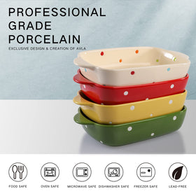 AVLA polka-dot rectangular dish easy-handling from oven to table.