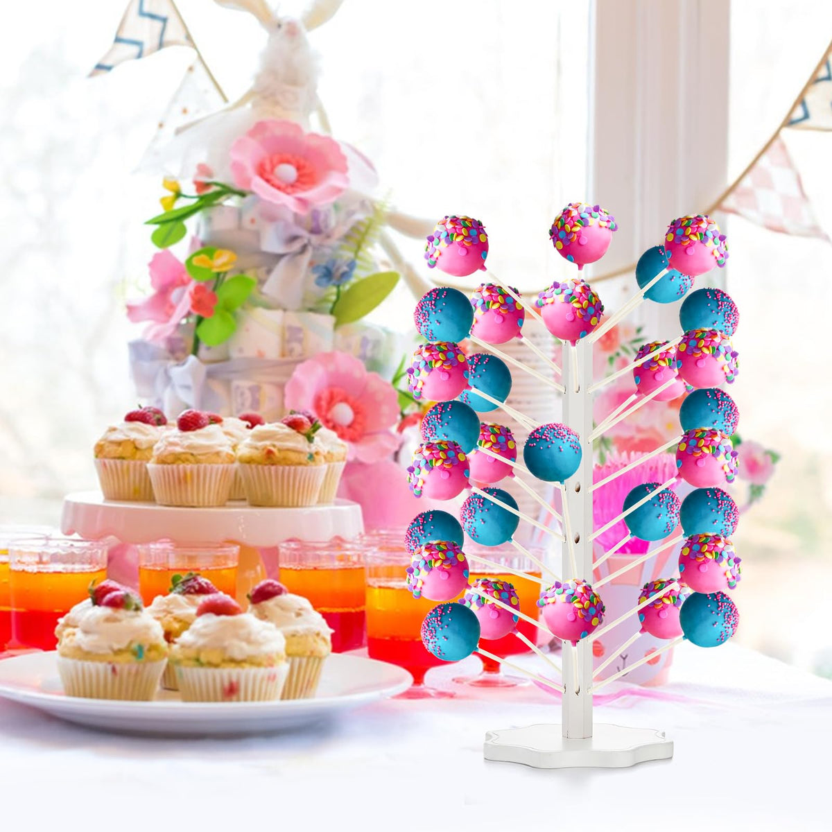 AVLA portable assembly candy table display for easy setup.