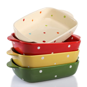 AVLA small casserole set 7-inch dishes with handles for oven-to-table servings.