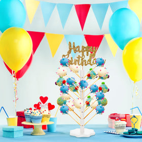 AVLA sturdy lollipop tree stand resists tipping during celebrations.