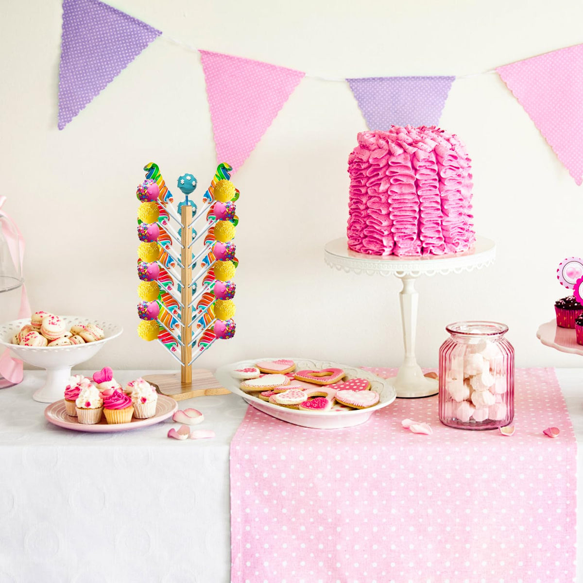AVLA display idea shows cake pops, lollipops, and candies together