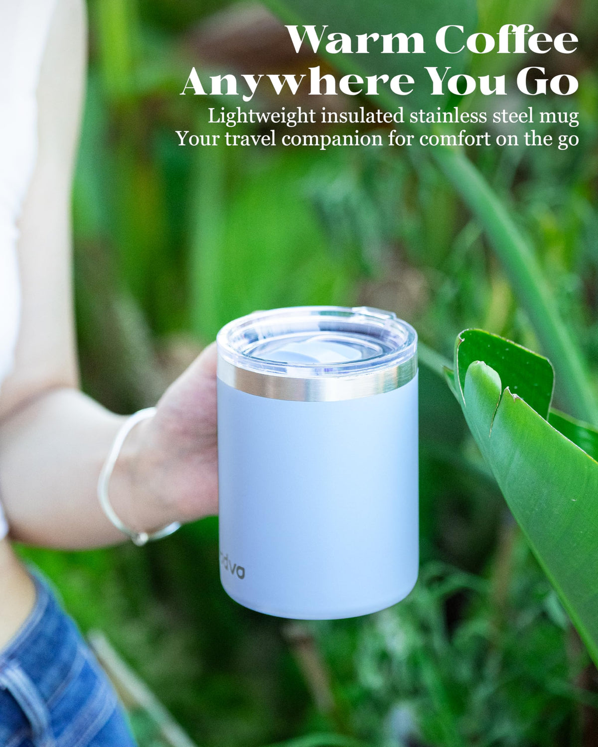 avodvo 12oz mug light blue color for style.