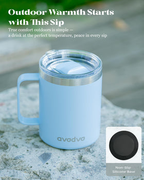 avodvo 12oz mug non-slip powder coating provides secure grip.