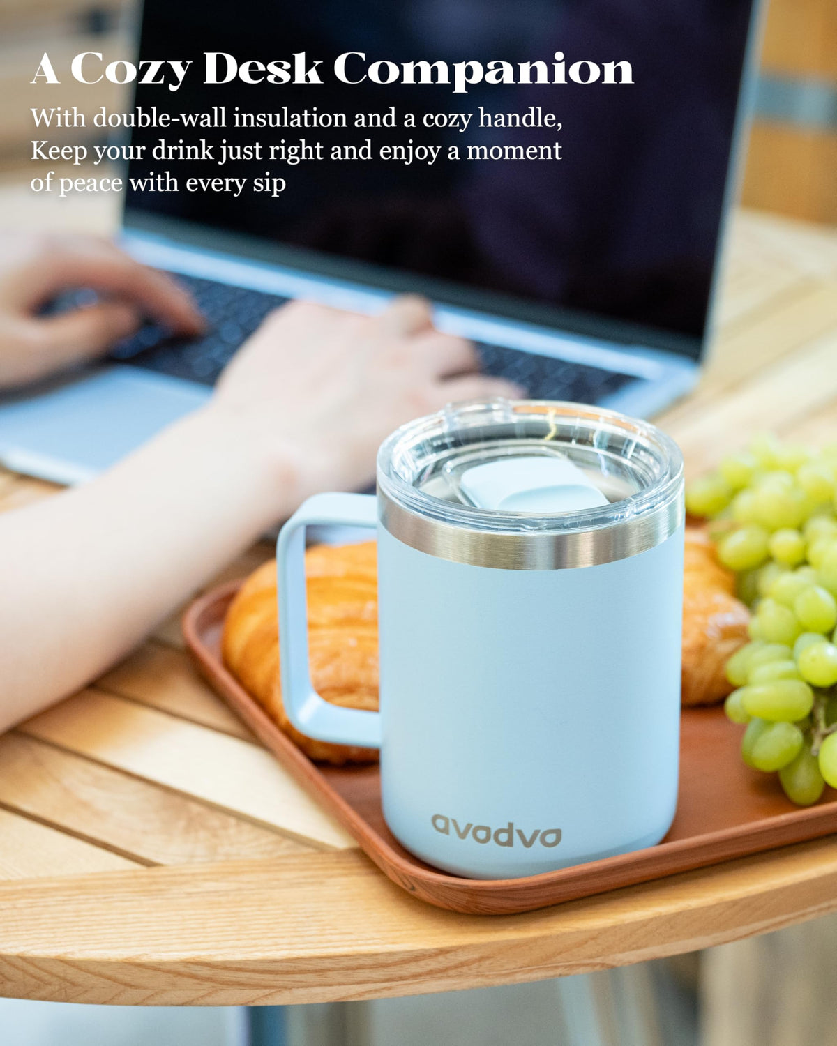 avodvo 12oz mug wide-mouth for easy cleaning.