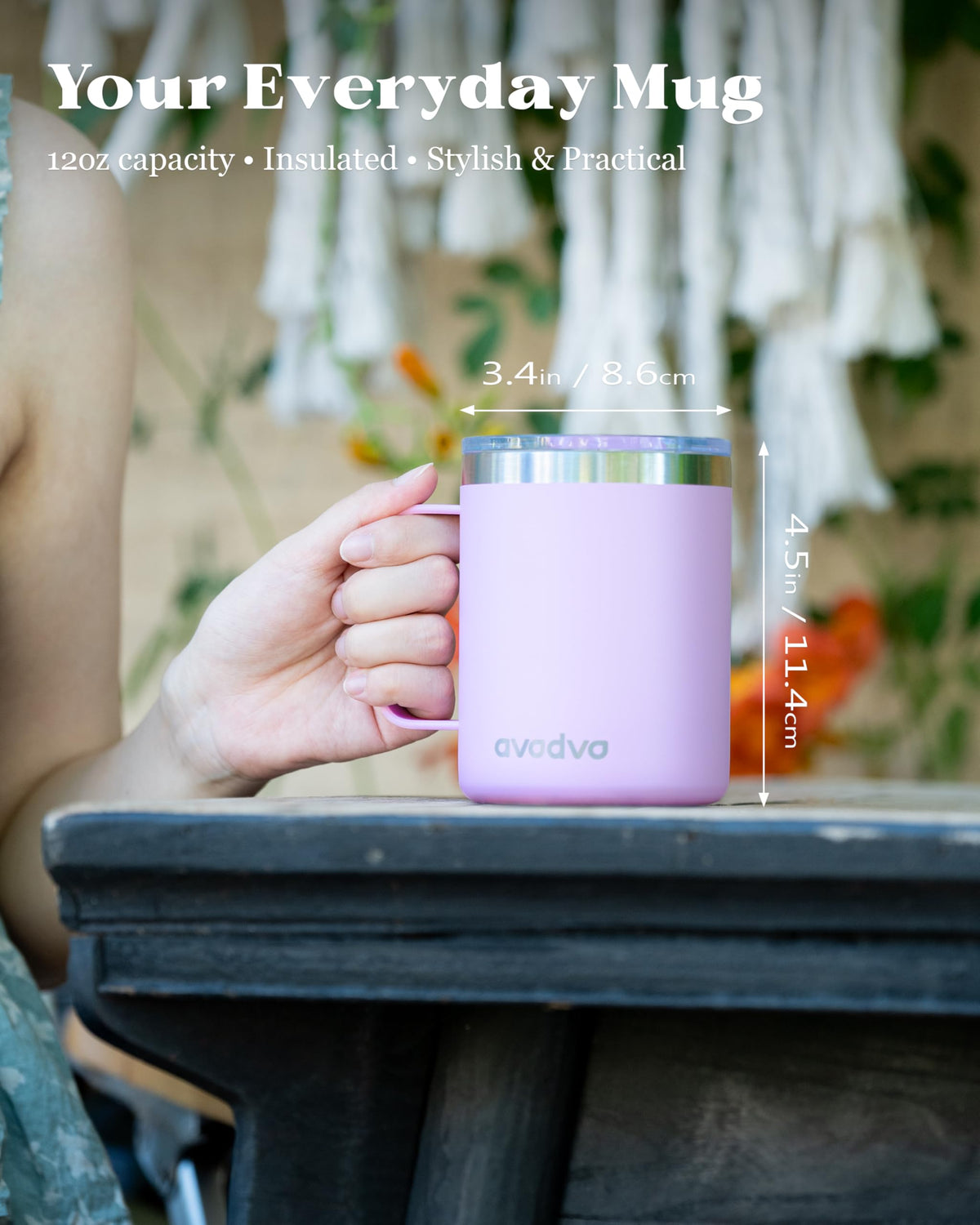 avodvo mug with non-slip coating provides a secure, sweat-free grip