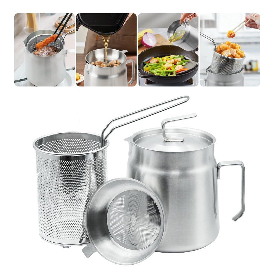 AVOWB.T.Q 68oz oil filter pot spout enables clean pour and grease storage