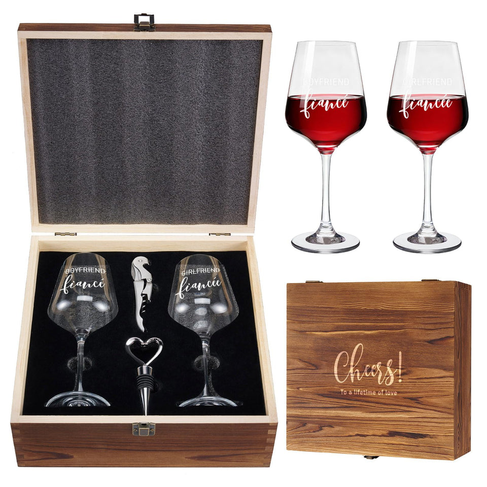 AW BRIDAL engagement wine glasses set for elegant couple toasts