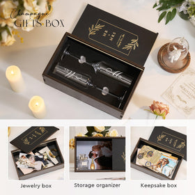 AW BRIDAL champagne glasses arranged neatly in a ready-to-gift box