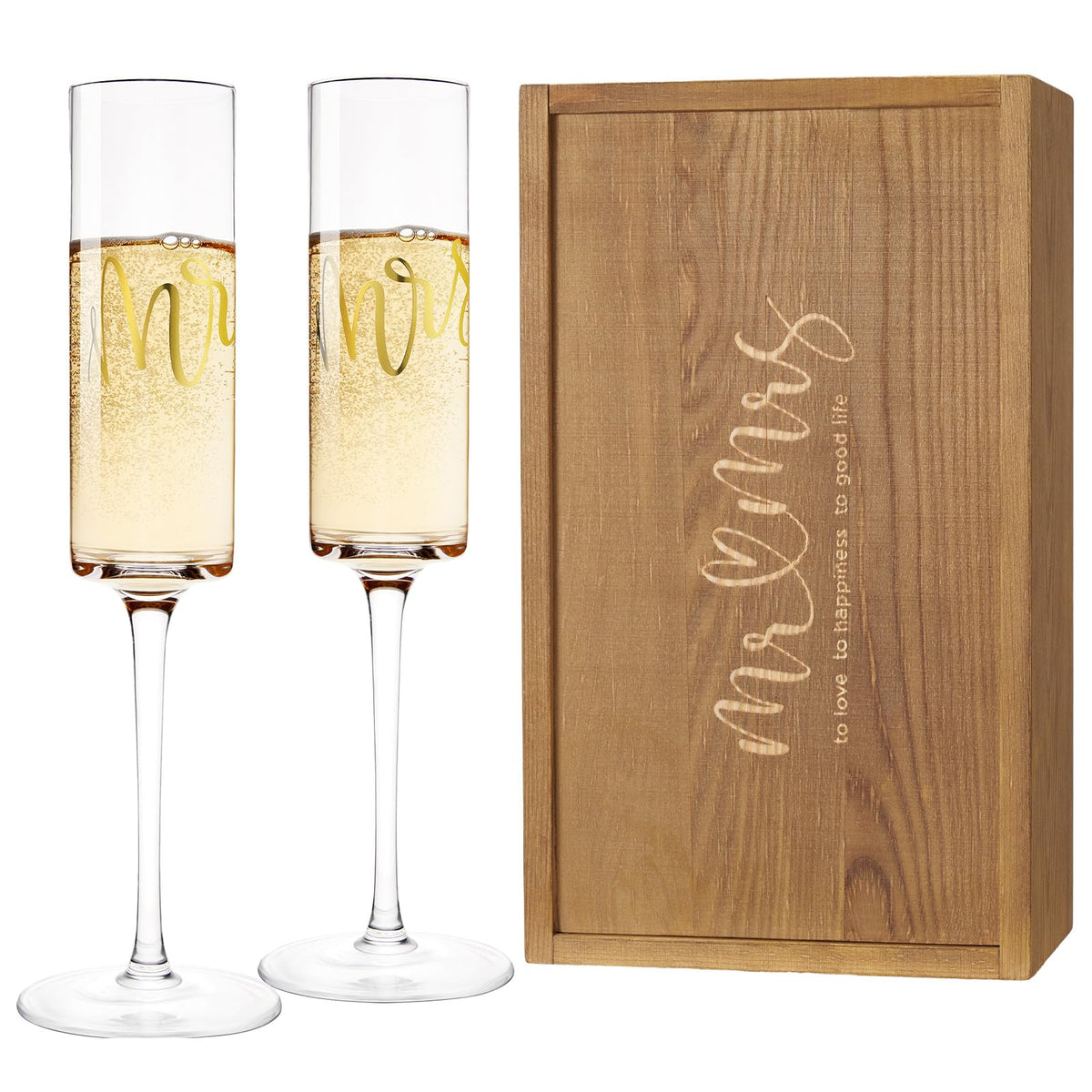 AW BRIDAL Mr Mrs champagne flutes set 2 for elegant wedding toasts