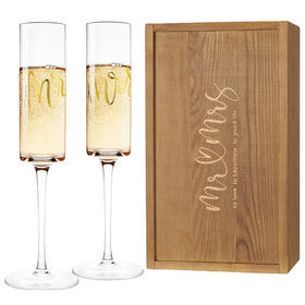 AW BRIDAL Mr Mrs champagne flutes set 2 for elegant wedding toasts