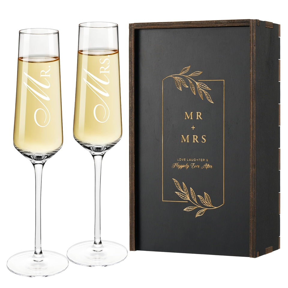 AW BRIDAL Mr & Mrs champagne flutes for elegant toasts