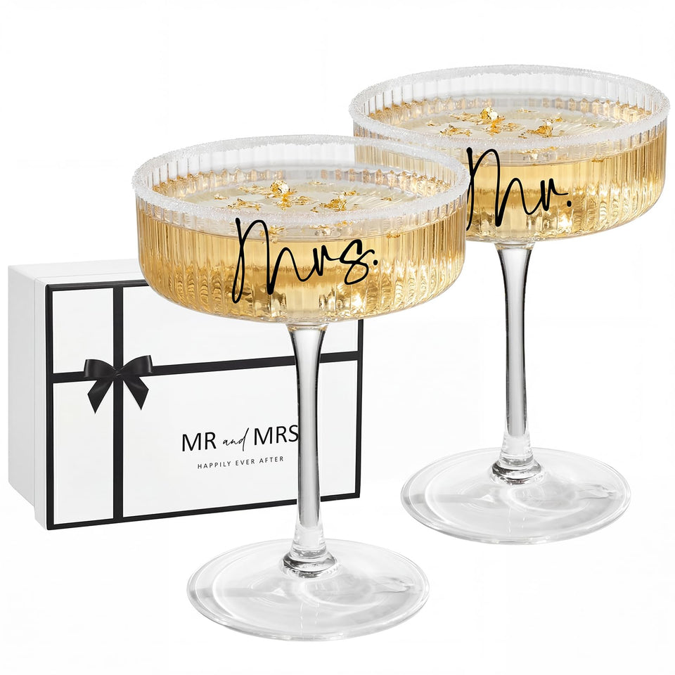 AW BRIDAL Mr and Mrs coupe glasses in 8-5oz for elegant toasts