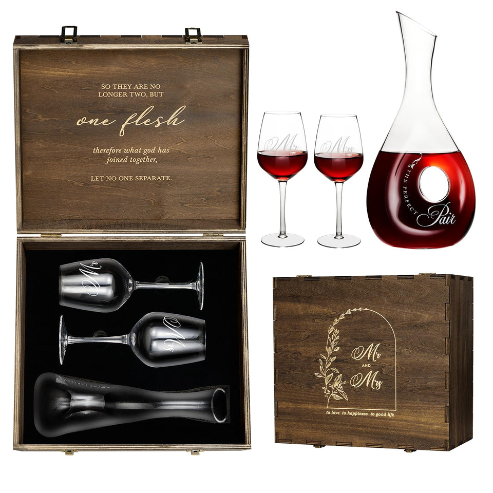 AW BRIDAL Mr & Mrs wine glasses set for elegant wedding toasts