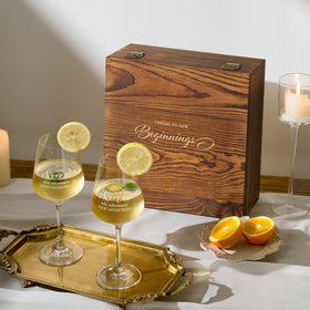 AW BRIDAL natural pine wood keepsake box with warm rustic finish