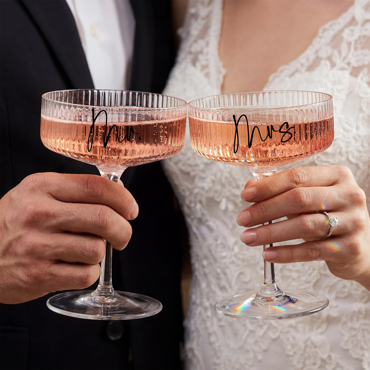 AW BRIDAL vintage crystal clear ribbed glass texture