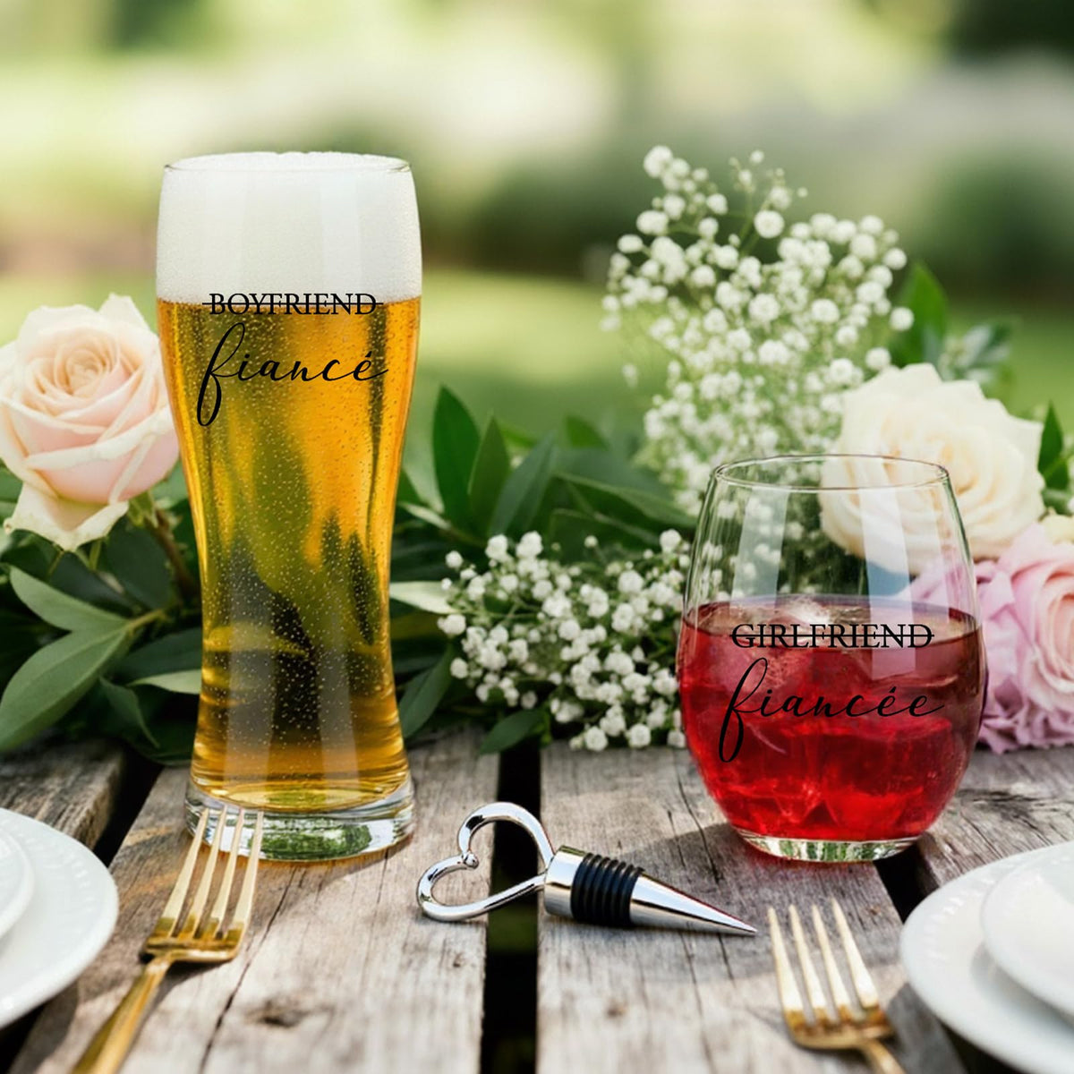AW BRIDAL wine stopper included for preserving beverages.