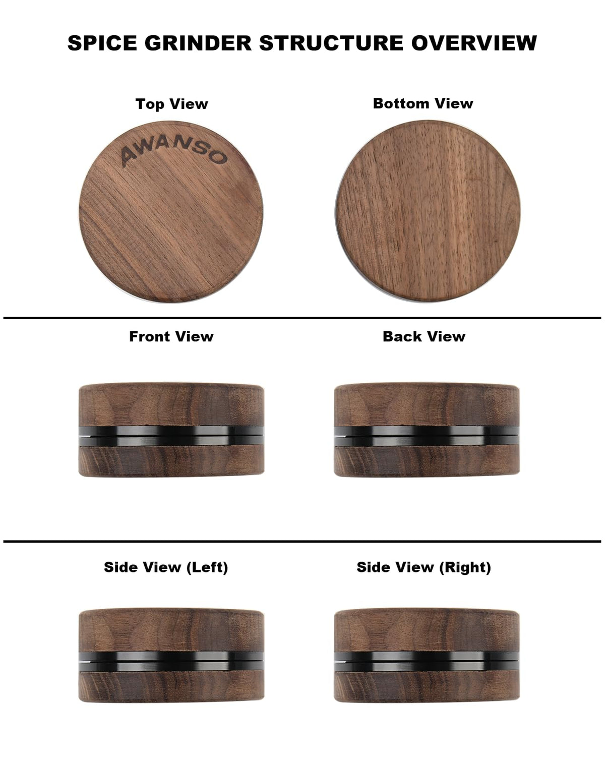 Awanso easy-clean two-piece design for quick spice preparation.
