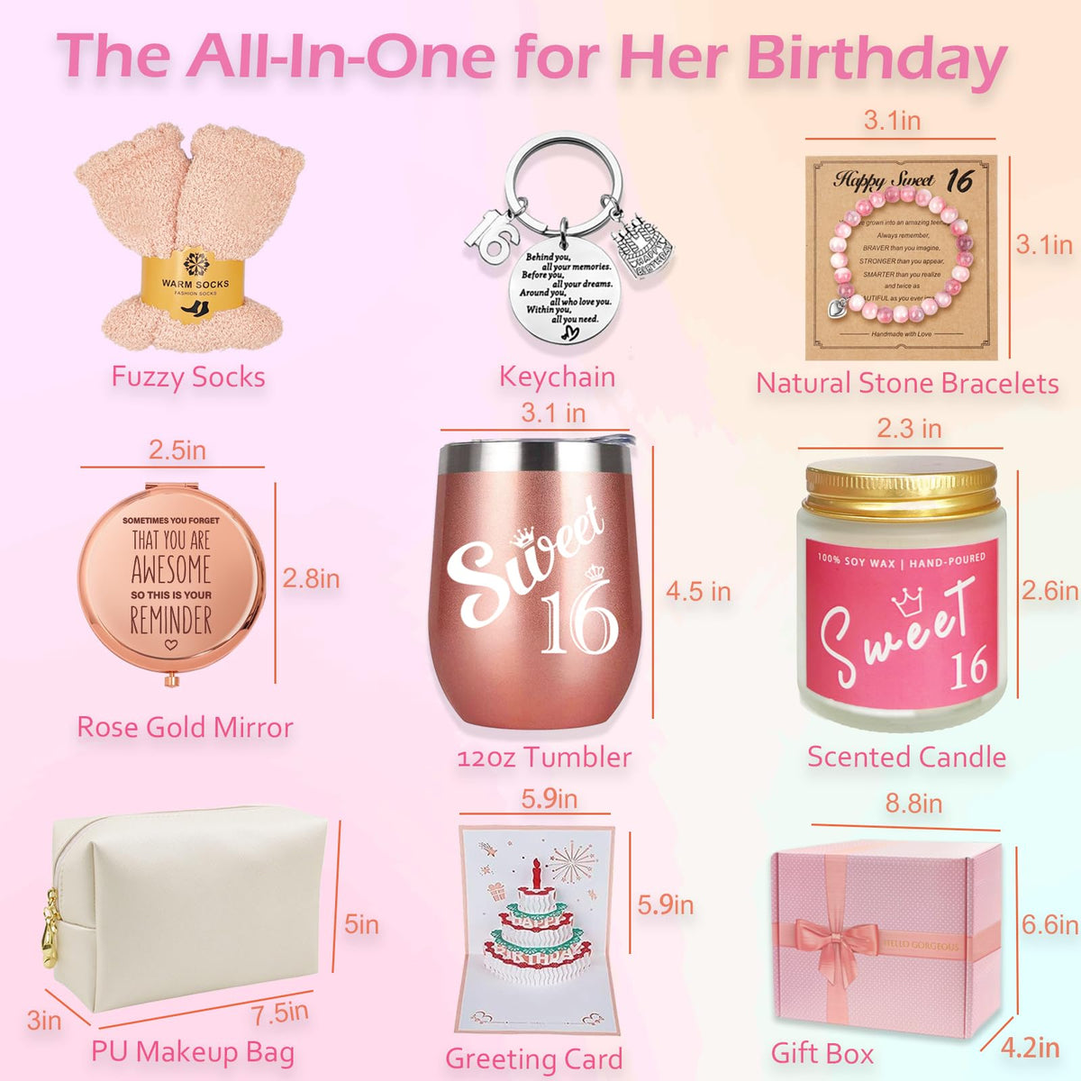Awfrky Sweet 16 makeup bag; chic case for cosmetics and daily essentials.