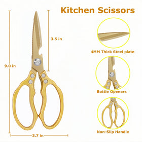 AWinjoy gold-handle scissors add elegant design to everyday cooking tasks.