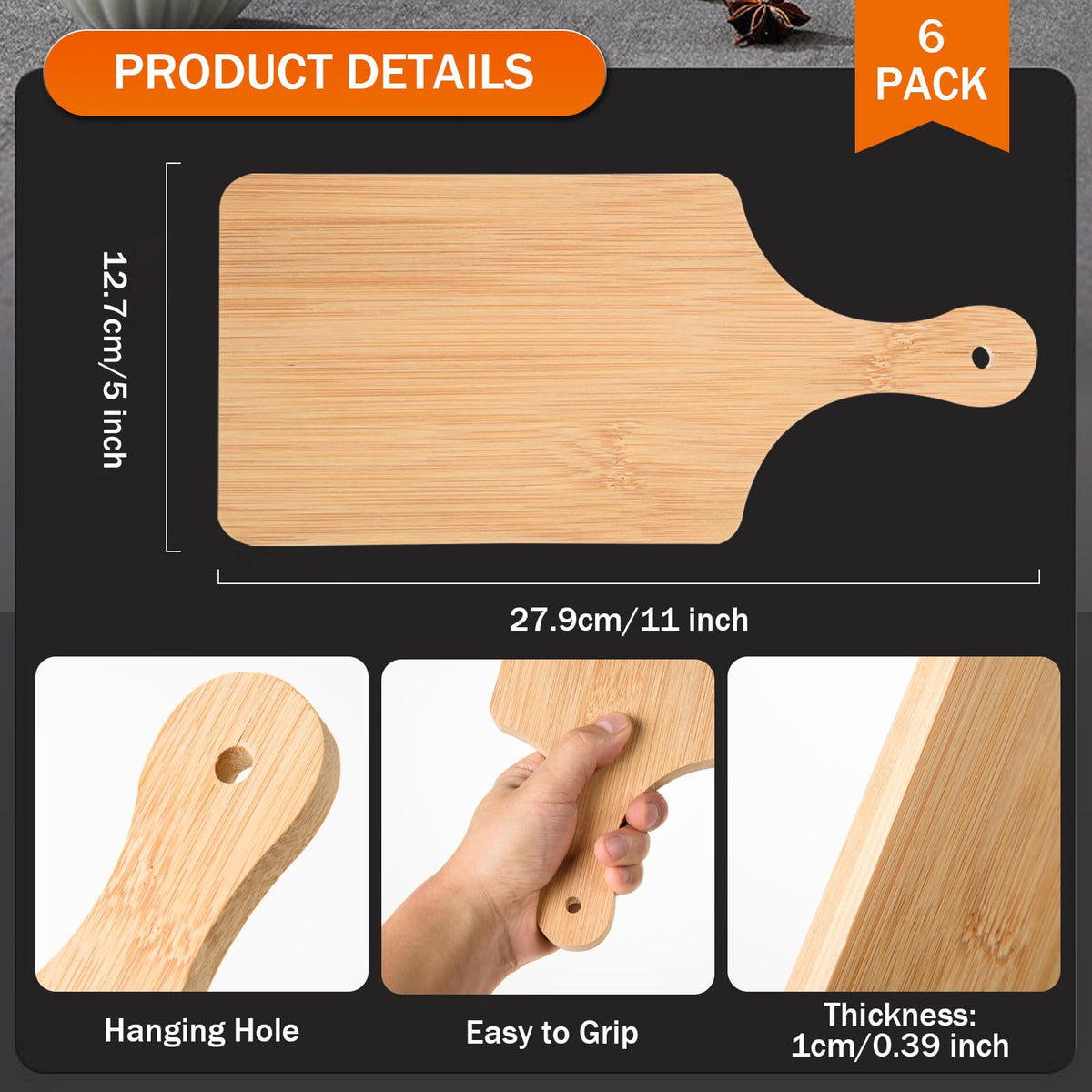 AWIZOM 11x5 inch bamboo board ideal for prep and serving.