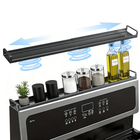AWOKE magnetic over-the-stove shelf extends to fit your stove, freeing counter space.