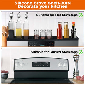 AWOKE safety barrier on stove top shelf preventing spills and tipping