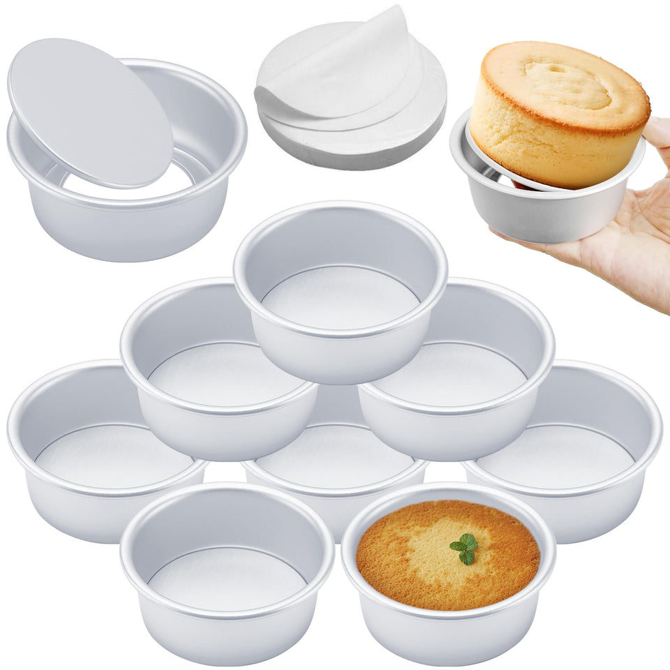 AWTBDP 4-inch round cake pans set of 8 with even heating for uniform baking