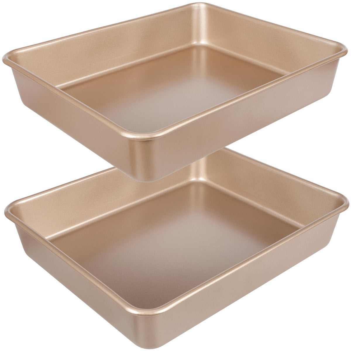 AWTBDP baking pan set in rose gold, top view highlighting even heat and nonstick surface.