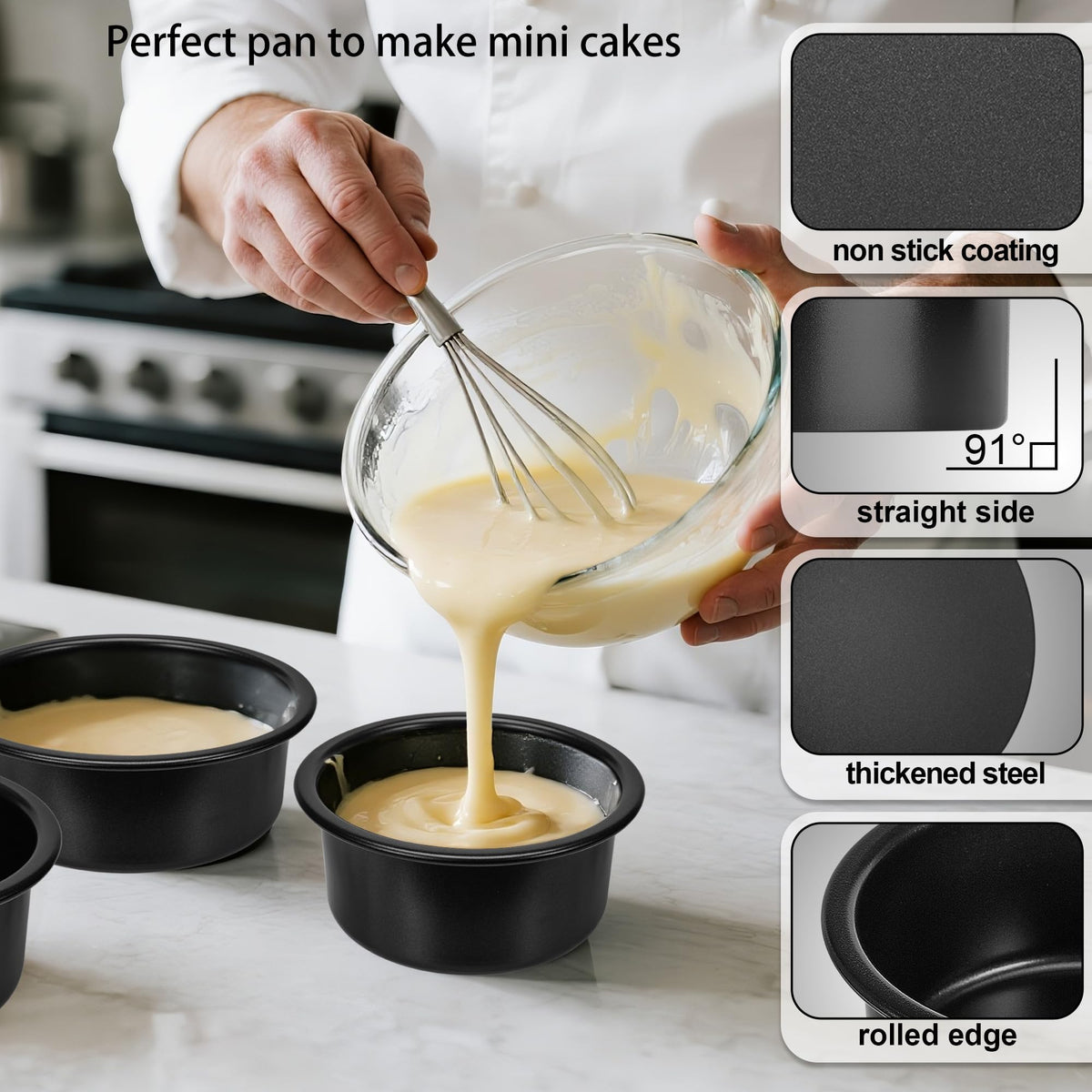 AWTBDP two-pack cake pans highlighting nonstick coating for quick release.