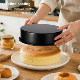 Dishwasher safe icon with AWTBDP cake pans for quick cleanup.
