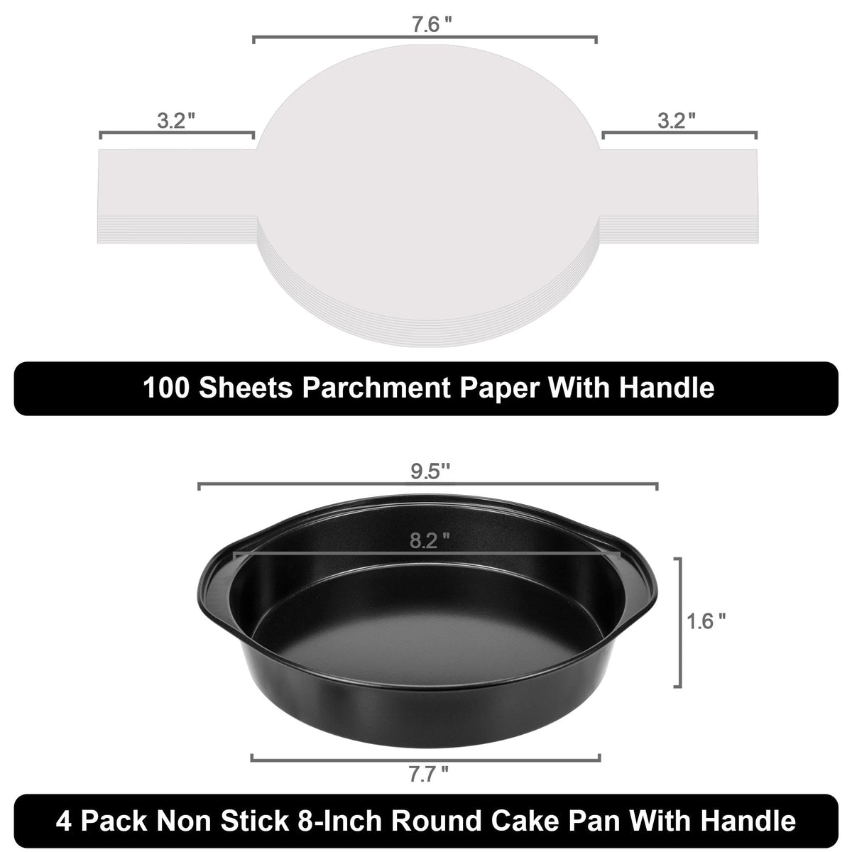 AWTBDP pre-cut parchment paper with handles for easy release and cleanup